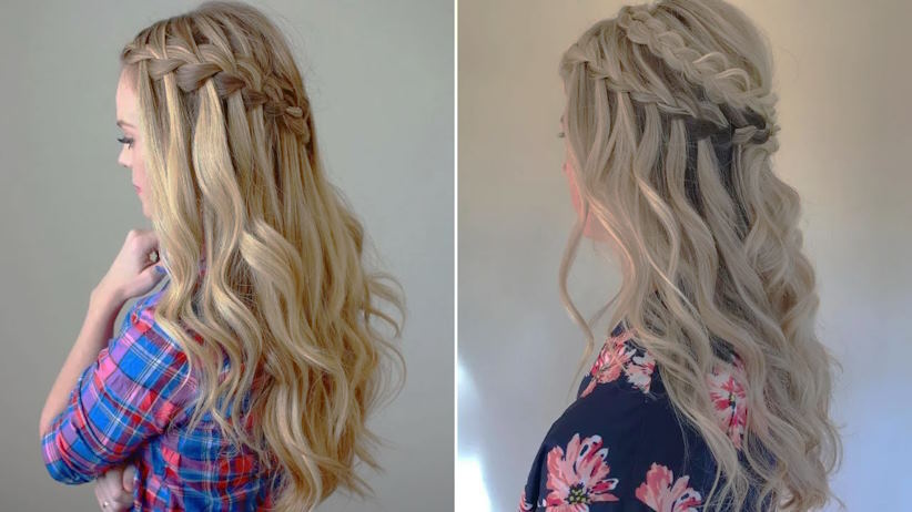 bohemian-inspired waterfall braid